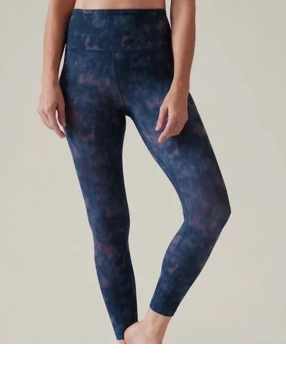 Athleta Navy and Dark Purple Tie-Dye Elation 7/8 Legging